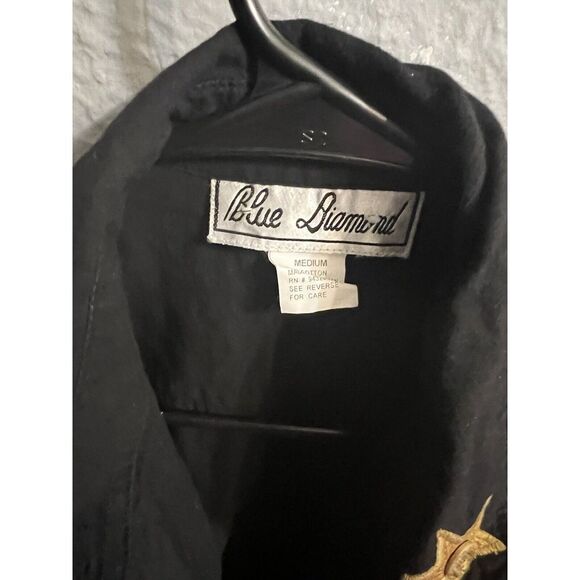 Blue Diamond top women's size medium black long sleeve button up - Picture 6 of 8